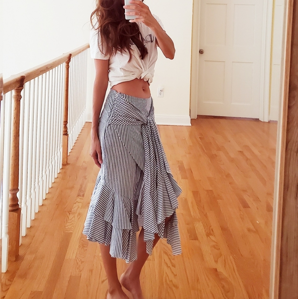 Striped midi skirt